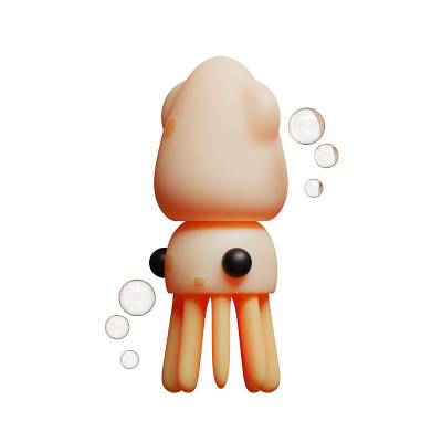 鱿鱼3D渲染插图