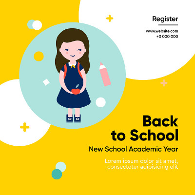 Back to school template, vector illustration