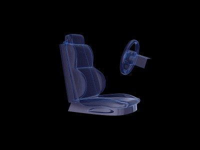 汽车座椅在全息线框风格。3d渲染。
