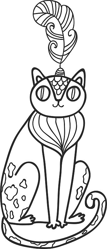 王公花园野猫的着色。成人着色页面。