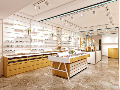 3d渲染眼镜和光学商店