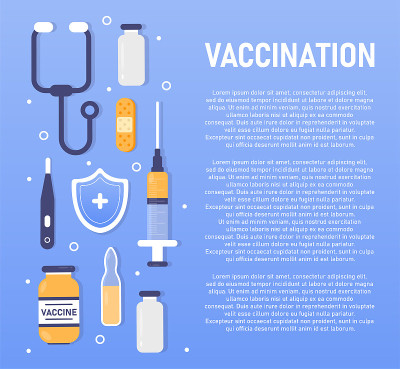 病媒接种规则概念。新型冠状病毒肺炎Coronovirus。医学的东西。药瓶、注射器、石膏、体温计、听
