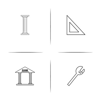建筑和建筑简单的线性图标集。简单的轮廓图标