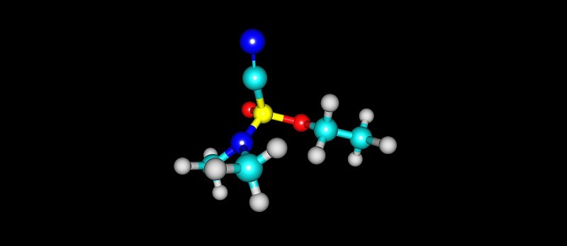 塔邦分子结构孤立在黑色上