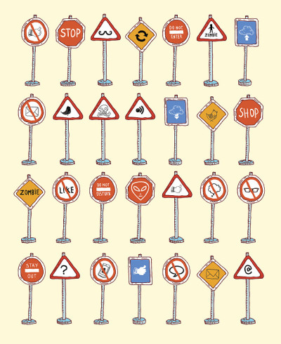 手绘路标。插图。