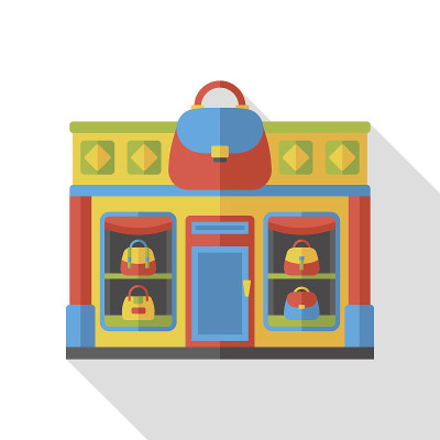 商店商店袋扁平图标