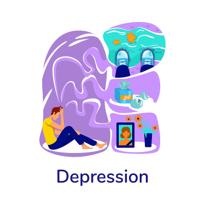 心理健康问题平面概念矢量插图