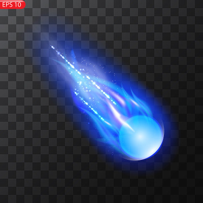 Vector illustration of realistic falling comet. Is