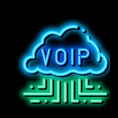 Voip技术霓虹灯图标插图