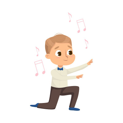 Little Boy Directing or Conducting Musical Orchest