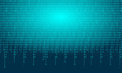 Falling binary code background. Digital technology