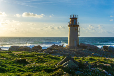 灯塔Muxía, Costa da Morte在加利西亚，西班牙