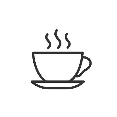 咖啡杯轮廓图标。矢量插图。