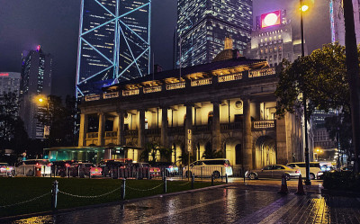 香港中环雨夜