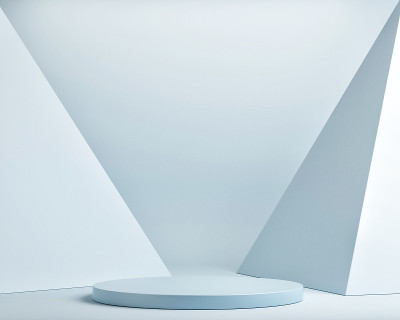 极简主义讲台的产品介绍，蓝色的背景，3d插图