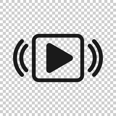 Play button icon in transparent style. Streaming t