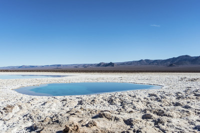 隐藏的巴尔蒂纳奇泻湖，令人惊叹的蓝色咸水。科皮亚波desert。智利