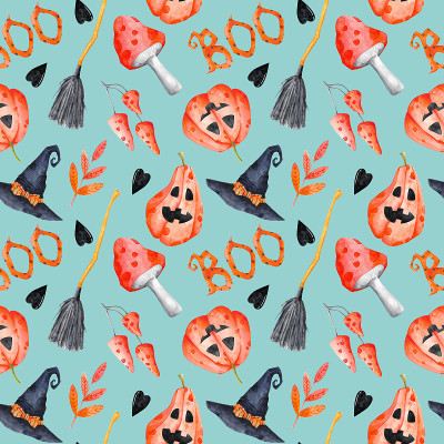 万圣节图案在浅蓝色的boo