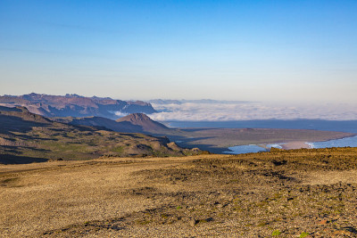 夏天从Snaefellsjökull火山到Snaefells半岛的景色