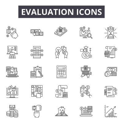 Evaluation line icons, signs set, vector. Evaluati