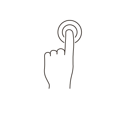 Hand drawn one click finger icon vector