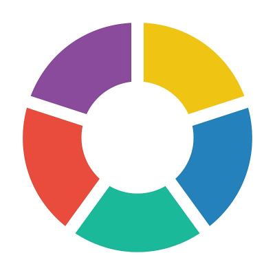 饼图图标向量图图表符号，用于大数据分析报告和统计信息的平面颜色