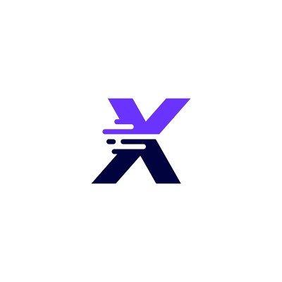 X字母破折号小写技术数字快速快速交付运动蓝色矢量图标插图