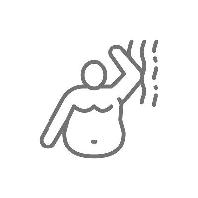 臭气熏天的胖子，难闻的气味，肥胖线的图标。