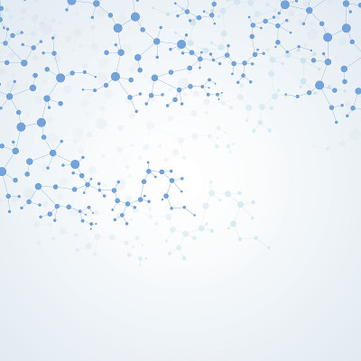 结构分子和通信。Dna,原子,神经元。科学的设计理念。用点连接线。医学，技术，化学，科学背景。矢量插
