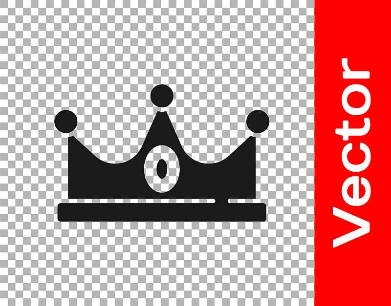 Black King crown icon isolated on transparent back