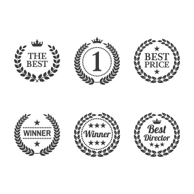 Set of laurel wreaths on white background.