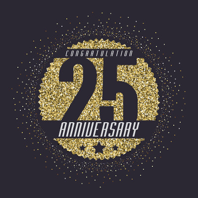 25周年庆典标志。25周年金色标志。
