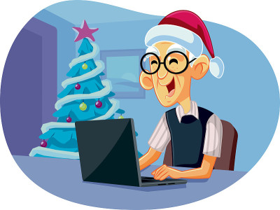 Grandpa Using Laptop Shopping for Christmas