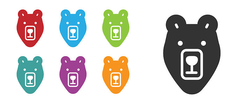 Black Bear head icon isolated on white background.