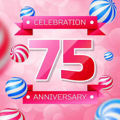Realistic Seventy five 75 Years Anniversary Celebr