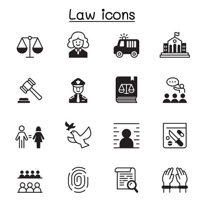 Law & Justice icon set vector illustration graphic