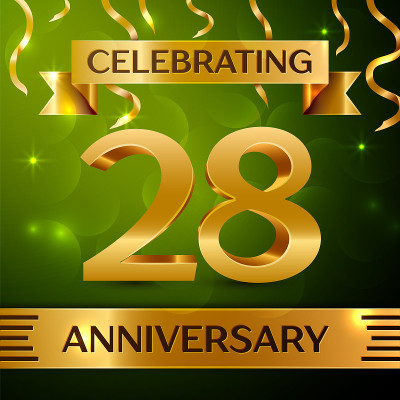 Realistic Twenty eight 28 Years Anniversary Celebr