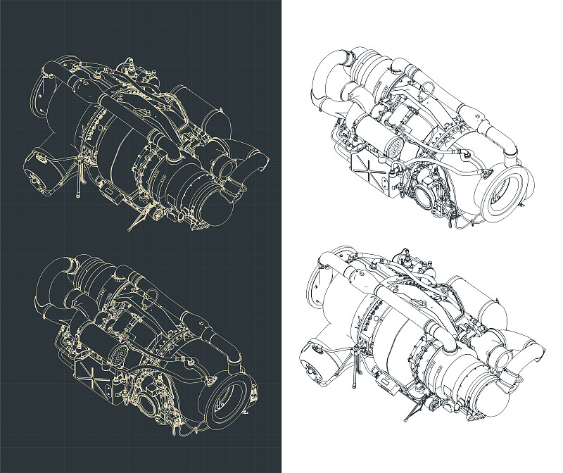 飞机燃气涡轮发动机APU等距设计图