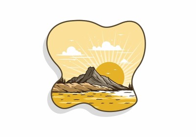 山脉插图背后的日出