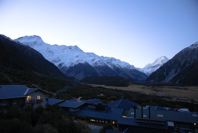 新西兰黄昏的库克山