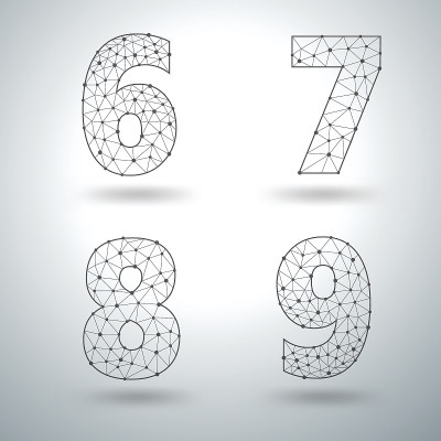网格时尚的字母数字6 7 8 9