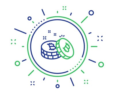 Bitcoin line icon. Cryptocurrency coin sign. Vecto