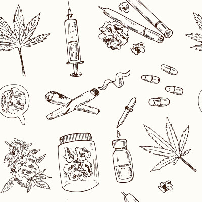Cannabidiol icon set. Included icons as CBD, Canna