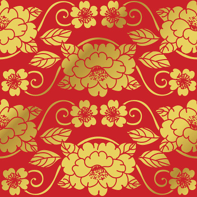 无缝金色中国背景花园曲线螺旋藤花