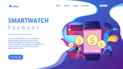 智能手表支付概念登陆页面。