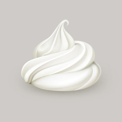 矢量现实白色发泡奶油甜点纸杯蛋糕软冰淇淋靠近孤立的背景