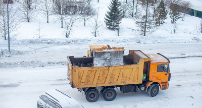 清理和清理城市道路在冬天的积雪