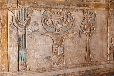 埃及象形文字在Medinet Habu神庙，卢克索，埃及