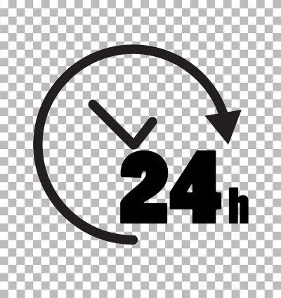 24小时图标上透明的背景。24小时服务标志。24小时的象征。