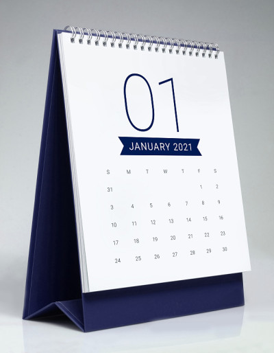 简单的办公桌日历2021 - 1月